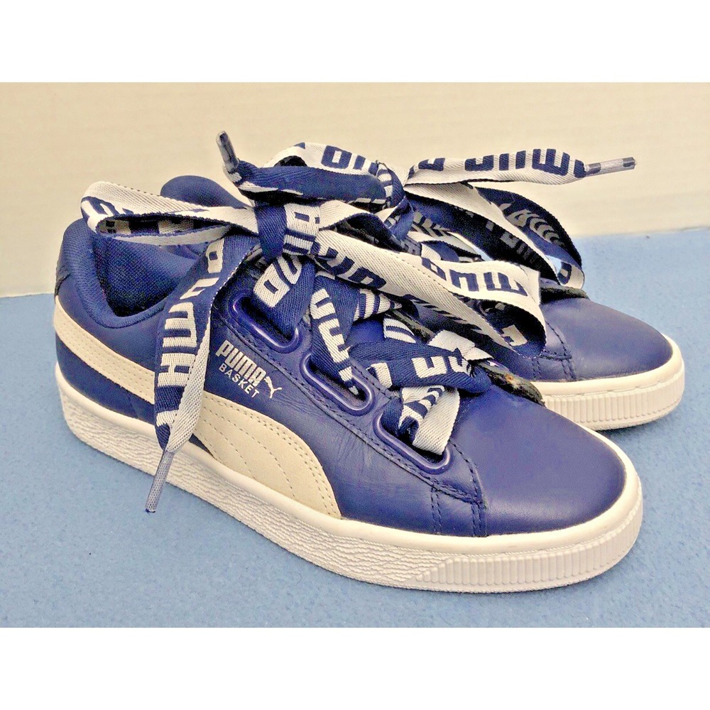 Puma Women's Blue Depths Basket Heart DE Sneakers with "Puma Laces" -‎ Size 5.5